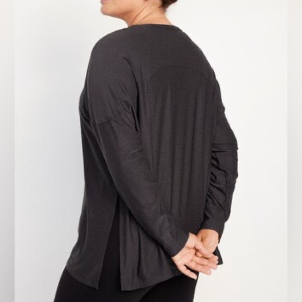 Old Navy Black Asymmetrical Tunic with Long Sleeves